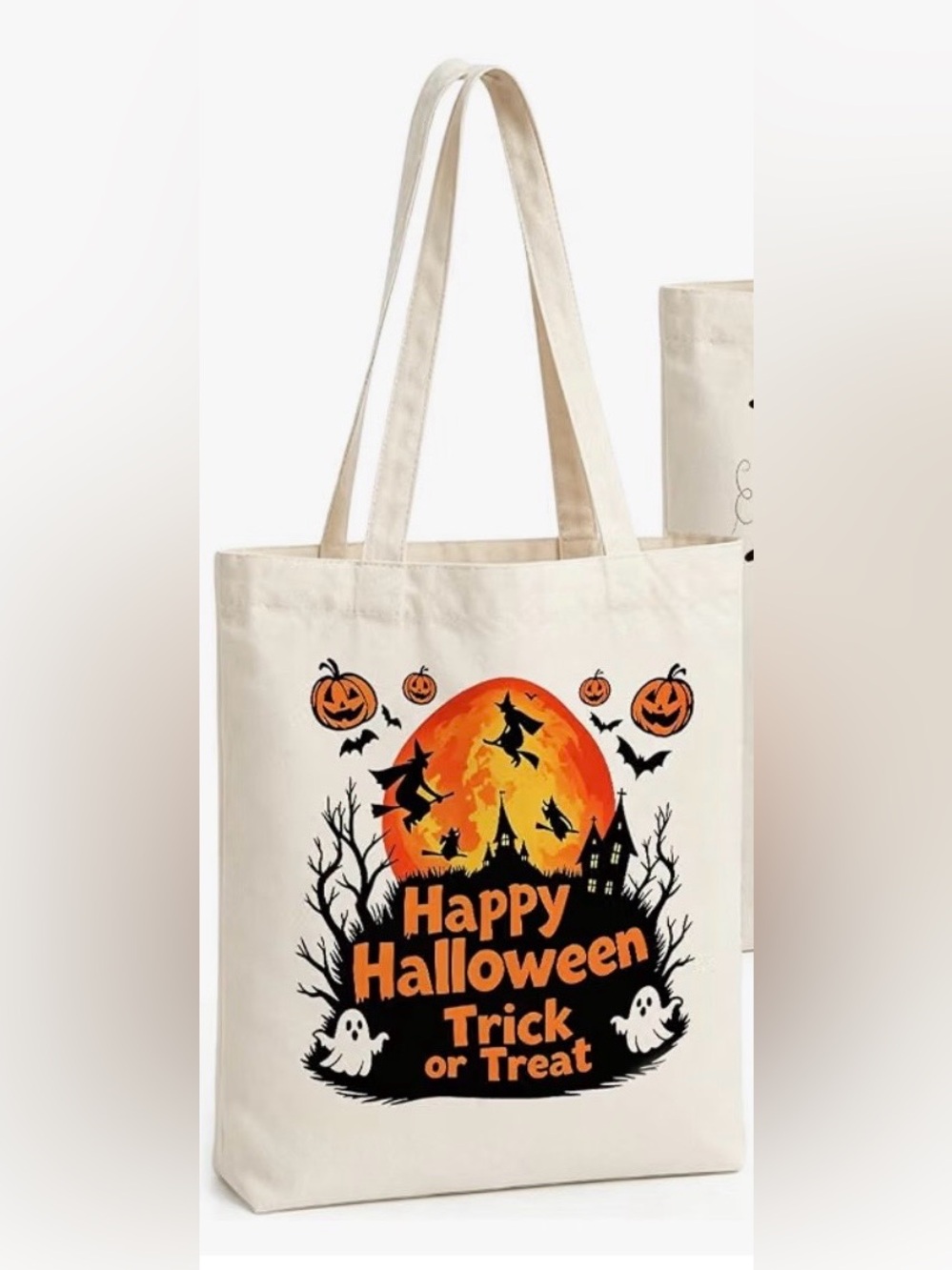 Halloween Trick or Treat Canvas Witches Tote Bag - one witches bag - Picture 1 of 6